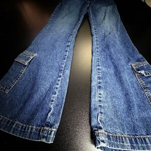 Rare vintage Y2K flare cargo Utility Mid Rise Jeans Paris Blues Size 3‎ Cotton